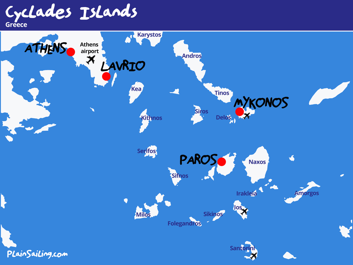 Map of the Cyclades Islands